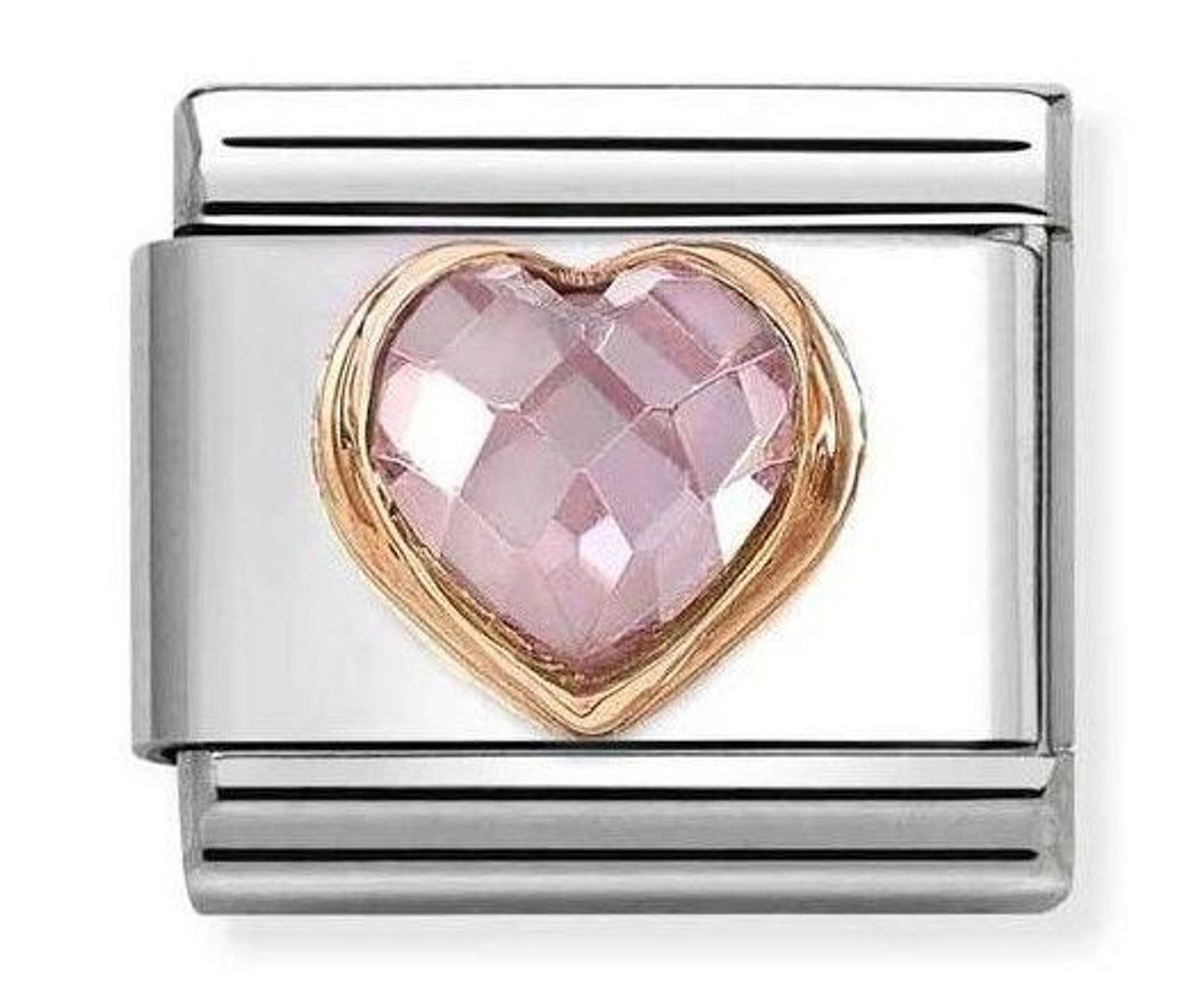 Nomination Link zawieszka charms Rose Gold 9K Serce z różową cyrkonią 430607 003. Spersonalizuj swoją bransoletkę Nomination dodając do niej element z kolekcji COMPOSABLE. Charms z sercem na prezent dla kobiety..jpg